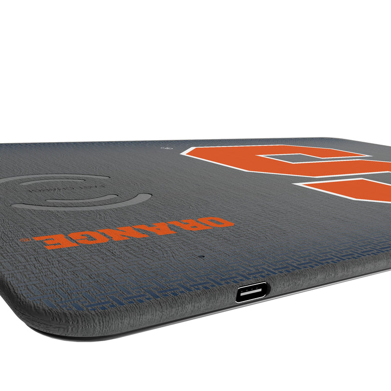 Syracuse University Orange Linen 15-Watt Wireless Charger and Mouse Pad Port.Jpg