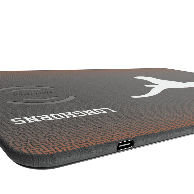 University of Texas Longhorns Linen 15-Watt Wireless Charger and Mouse Pad Port.Jpg