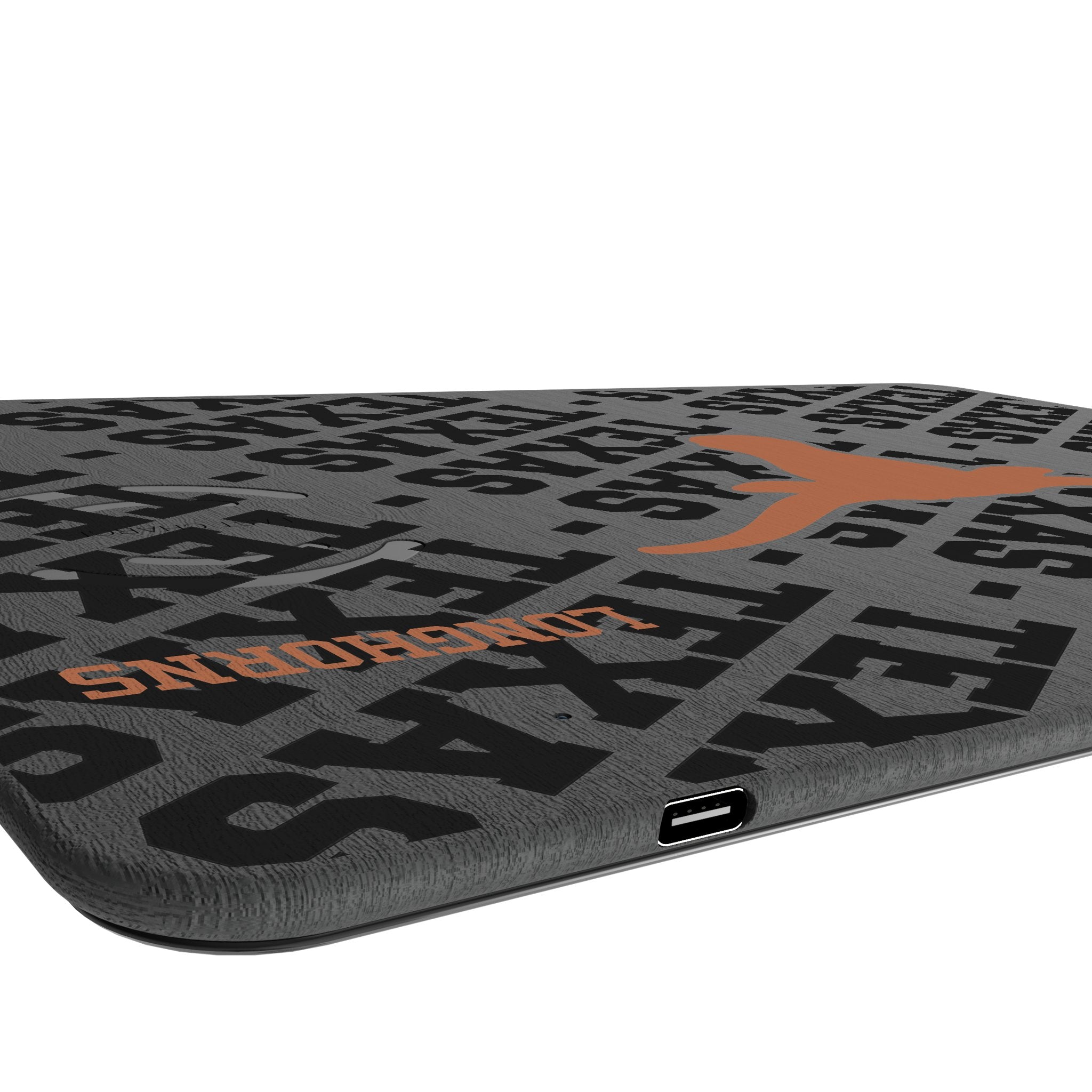 University of Texas Longhorns Monocolor Tilt 15-Watt Wireless Charger and Mouse Pad Port.Jpg