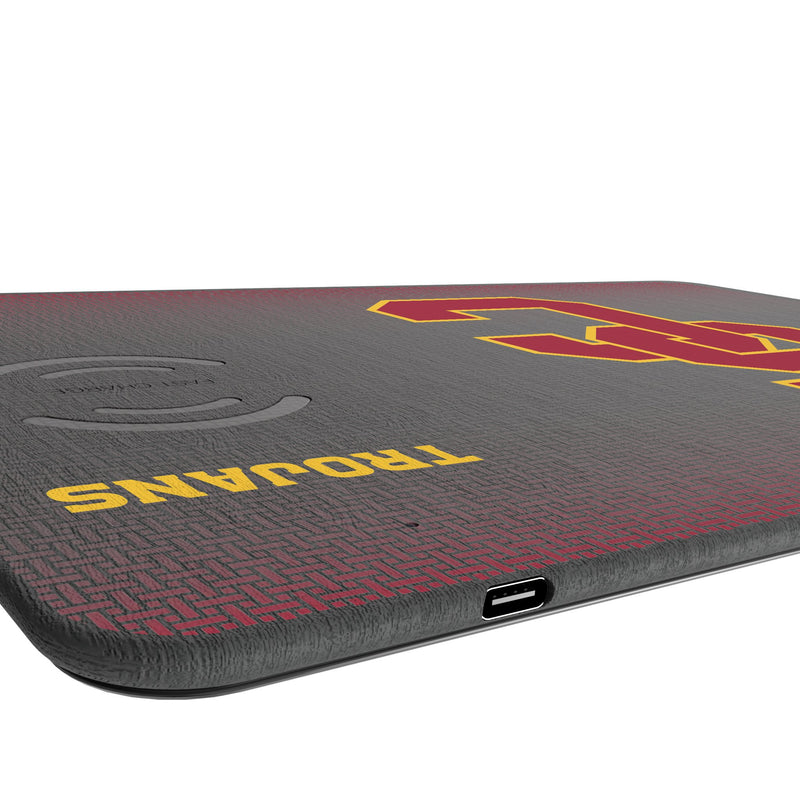 University of Southern California Trojans Linen 15-Watt Wireless Charger and Mouse Pad Port.Jpg