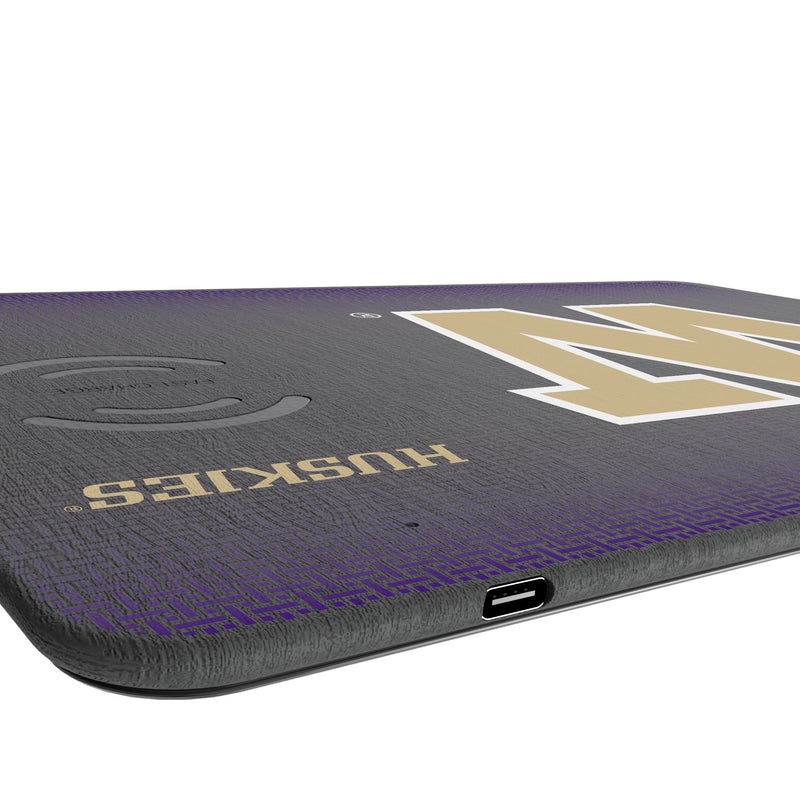 University of Washington Huskies Linen 15-Watt Wireless Charger and Mouse Pad Port.Jpg