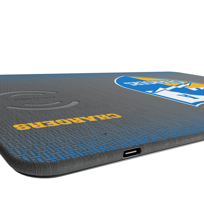 Los Angeles Chargers Historic Collection Linen 15-Watt Wireless Charger and Mouse Pad Port.Jpg