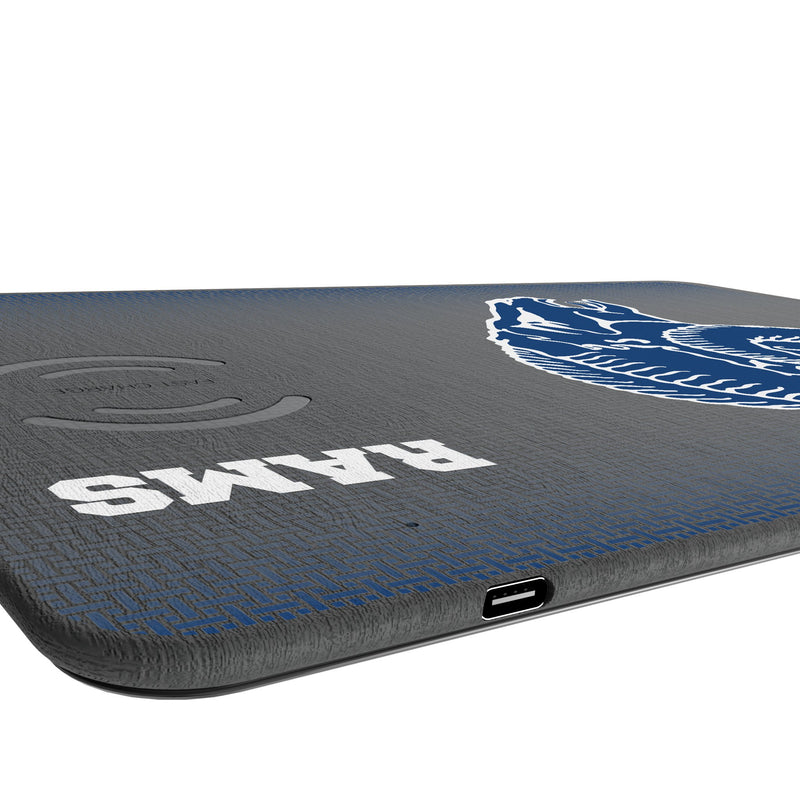 Los Angeles Rams Historic Collection Linen 15-Watt Wireless Charger and Mouse Pad Port.Jpg