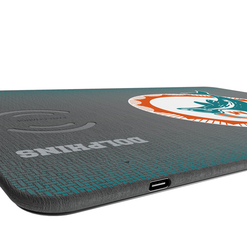 Miami Dolphins 1966-1973 Historic Collection Linen 15-Watt Wireless Charger and Mouse Pad Port.Jpg