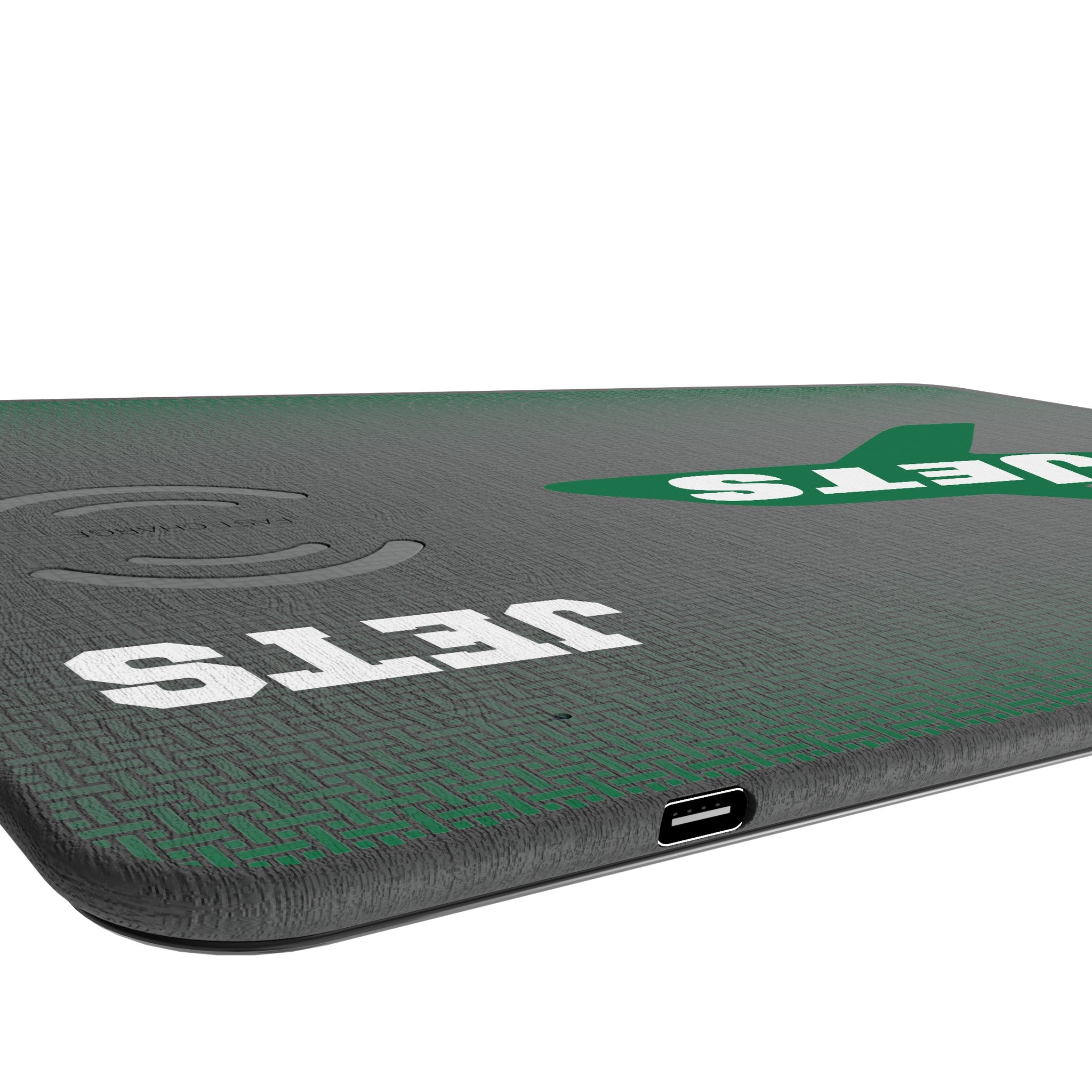 New York Jets 1963 Historic Collection Linen 15-Watt Wireless Charger and Mouse Pad Port.Jpg