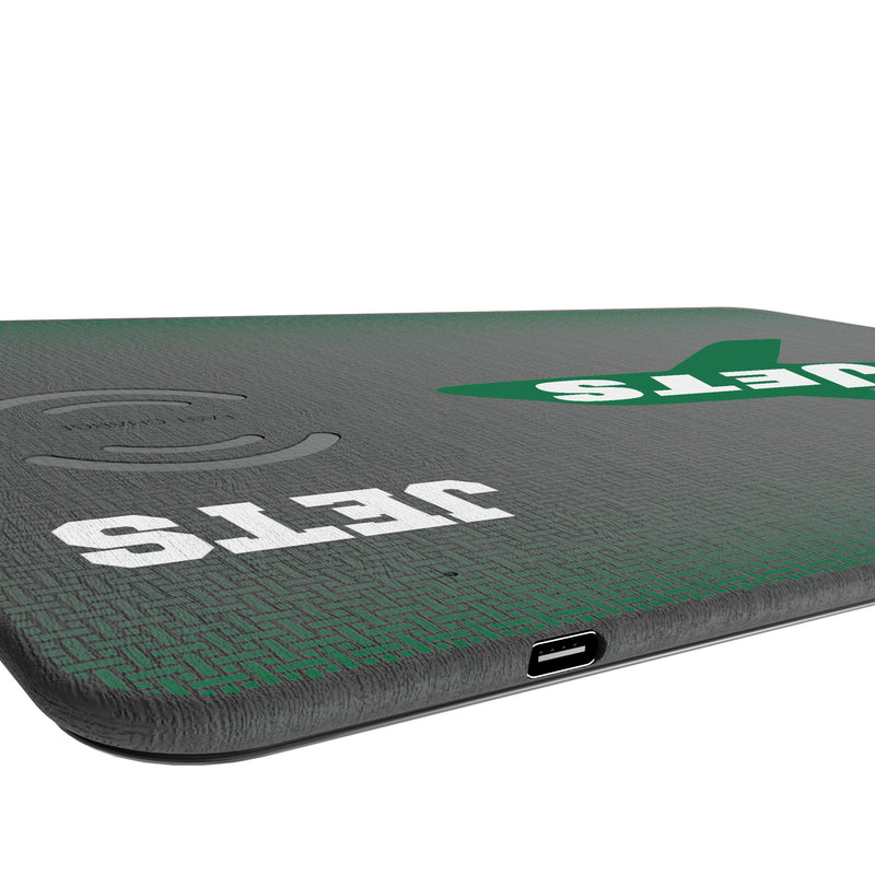 New York Jets 1963 Historic Collection Linen 15-Watt Wireless Charger and Mouse Pad Port.Jpg