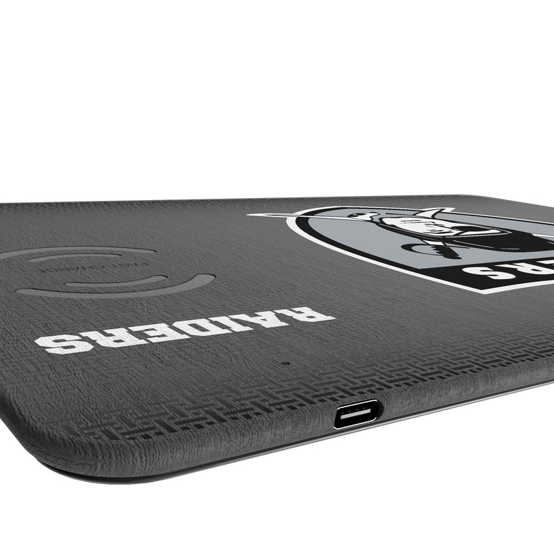 Oakland Raiders 1963 Historic Collection Linen 15-Watt Wireless Charger and Mouse Pad Port.Jpg