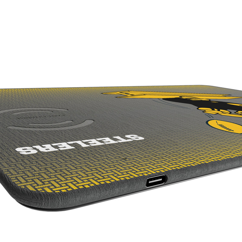 Pittsburgh Steelers 1961 Historic Collection Linen 15-Watt Wireless Charger and Mouse Pad Port.Jpg