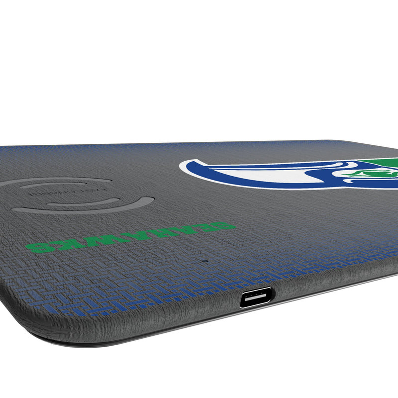 Seattle Seahawks Historic Collection Linen 15-Watt Wireless Charger and Mouse Pad Port.Jpg