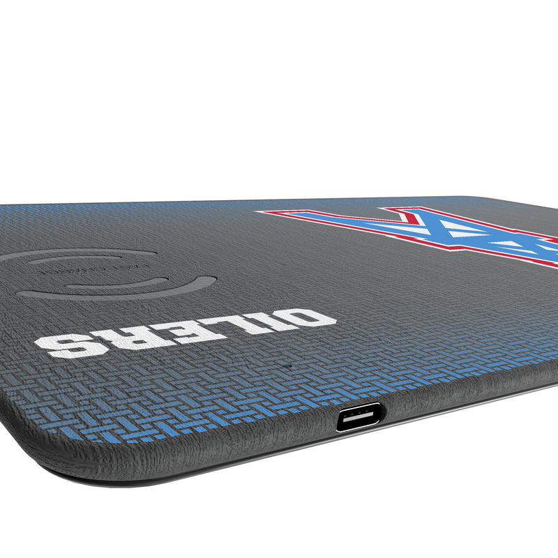 Houston Oilers Historic Collection Linen 15-Watt Wireless Charger and Mouse Pad Port.Jpg