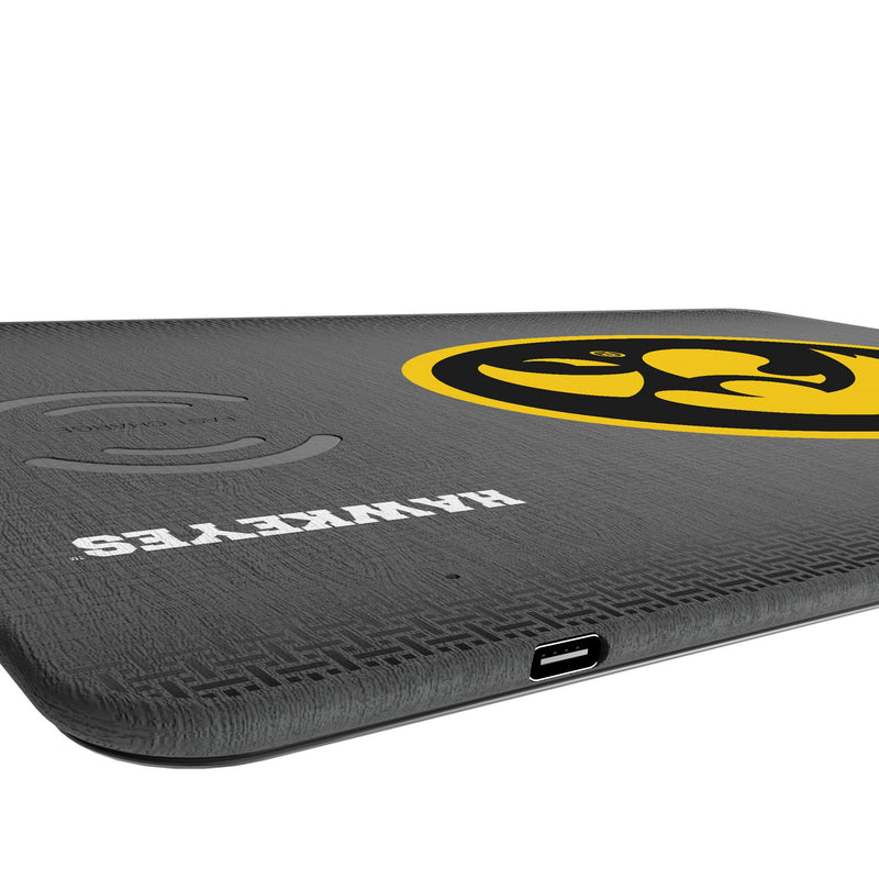 University of Iowa Hawkeyes Linen 15-Watt Wireless Charger and Mouse Pad Port.Jpg