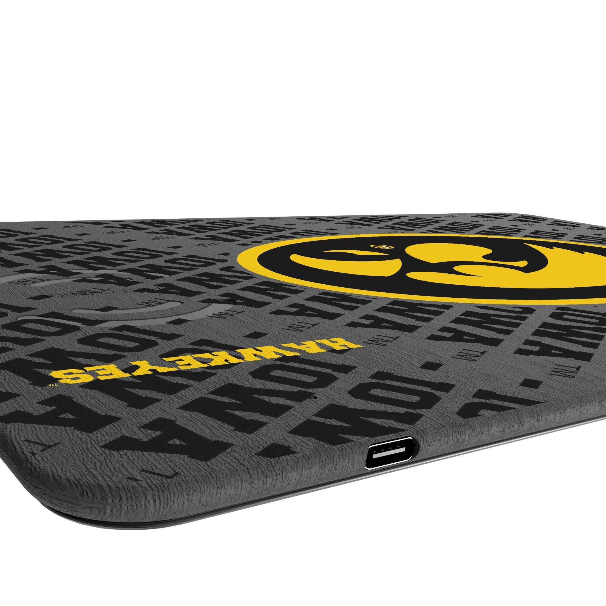 University of Iowa Hawkeyes Monocolor Tilt 15-Watt Wireless Charger and Mouse Pad Port.Jpg
