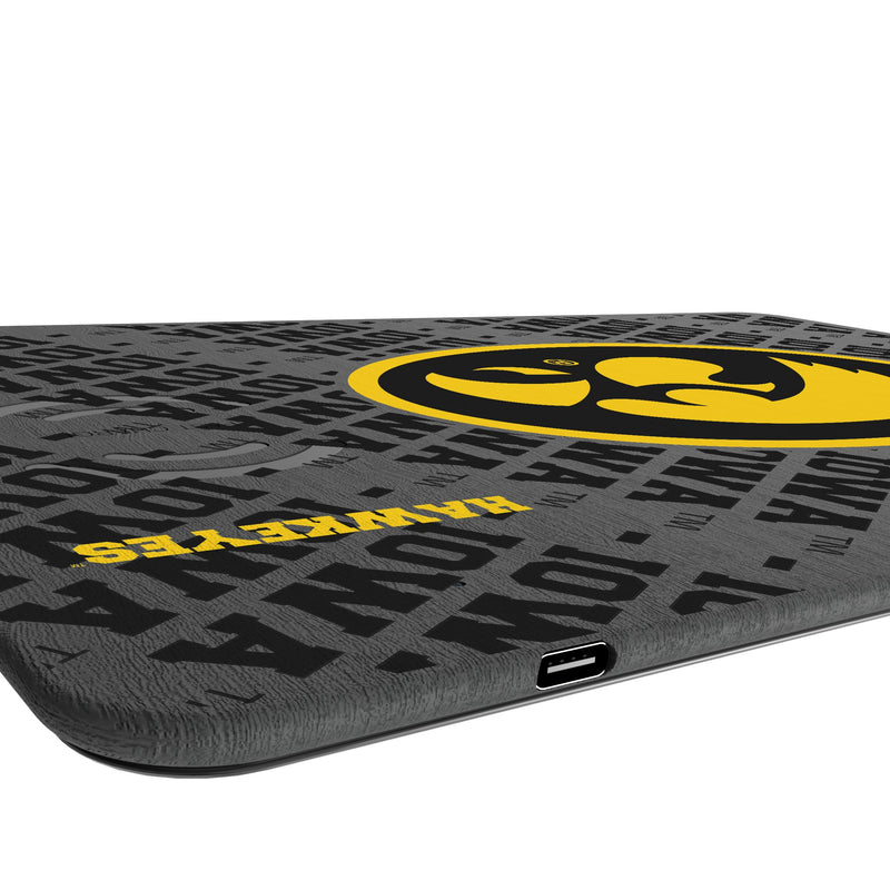 University of Iowa Hawkeyes Monocolor Tilt 15-Watt Wireless Charger and Mouse Pad Port.Jpg