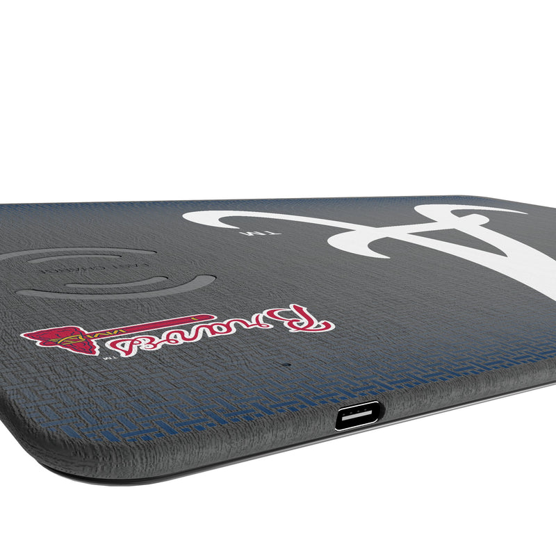 Atlanta Braves Linen 15-Watt Wireless Charger and Mouse Pad Port.Jpg