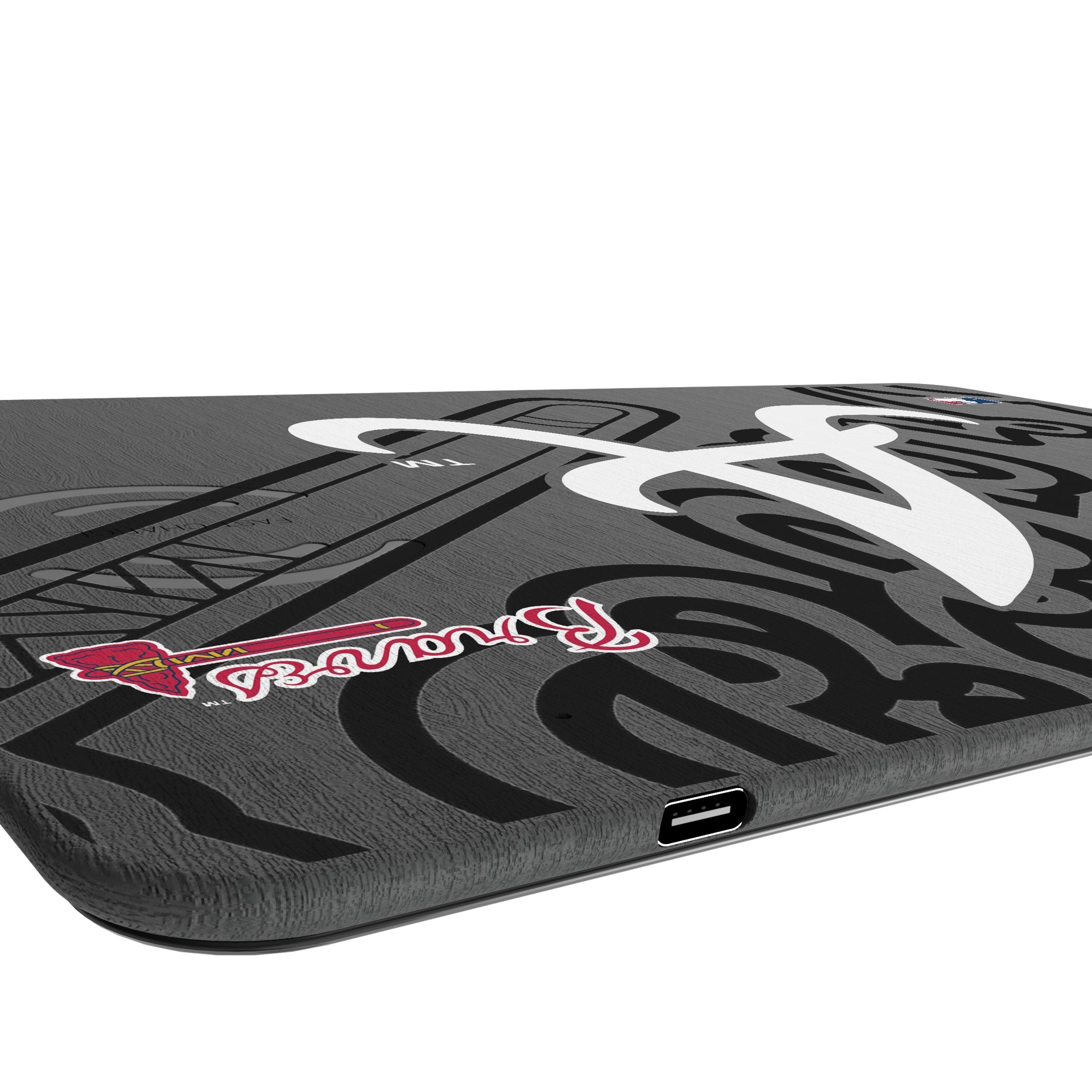 Atlanta Braves Monocolor Tilt 15-Watt Wireless Charger and Mouse Pad Port.Jpg