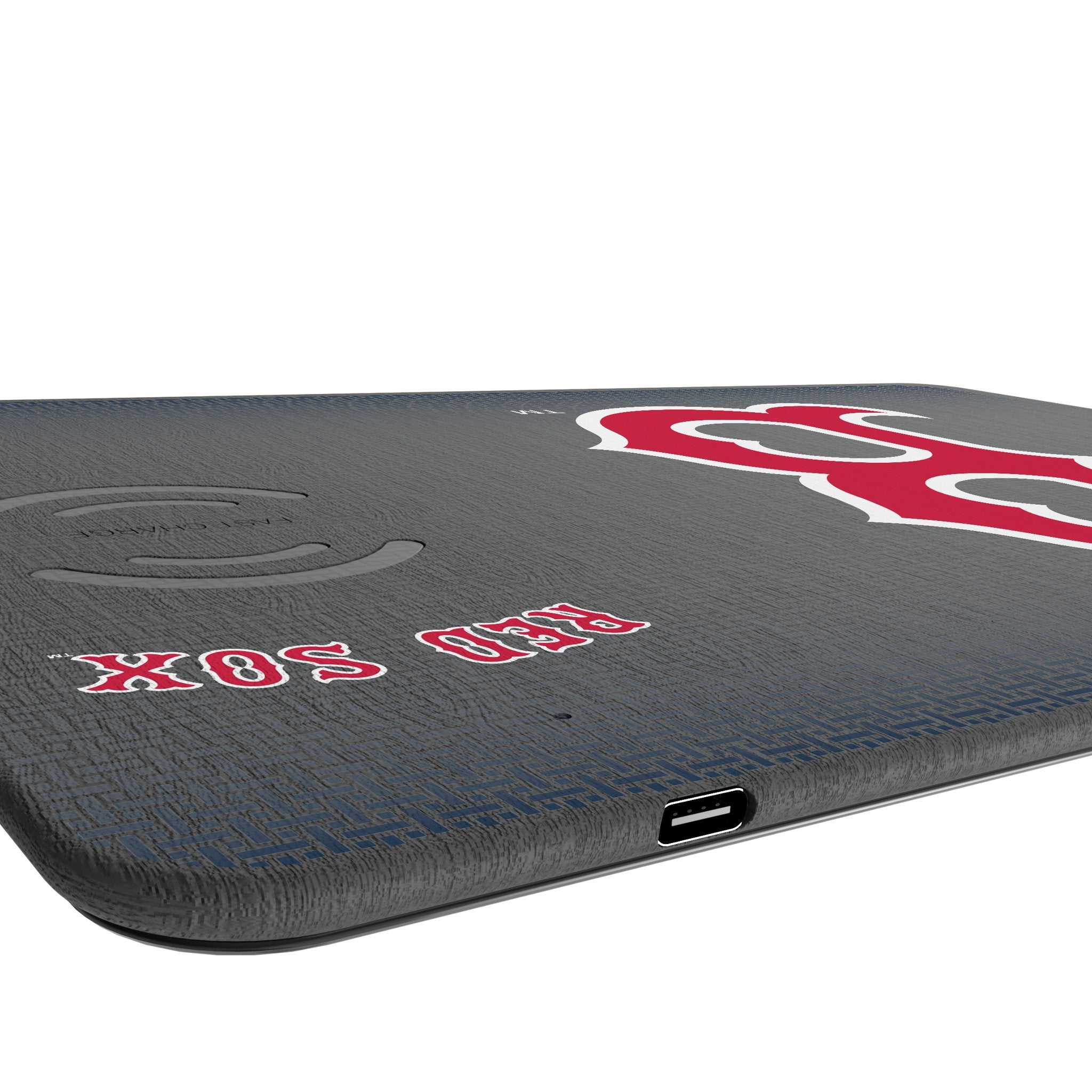 Boston Red Sox Linen 15-Watt Wireless Charger and Mouse Pad Port.Jpg
