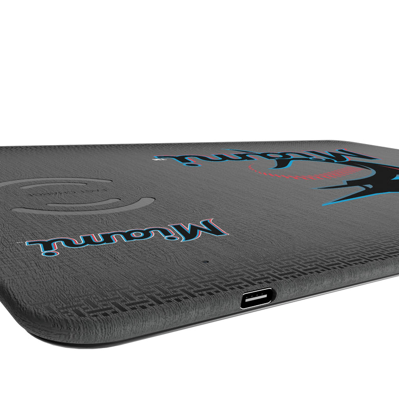 Miami Marlins Linen 15-Watt Wireless Charger and Mouse Pad Port.Jpg