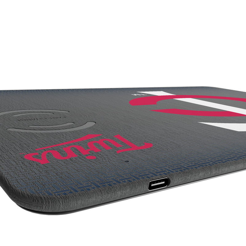 Minnesota Twins Linen 15-Watt Wireless Charger and Mouse Pad Port.Jpg