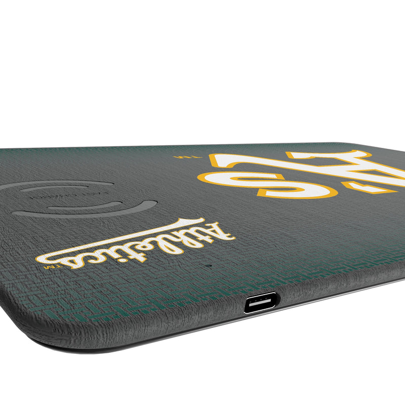 Oakland Athletics Linen 15-Watt Wireless Charger and Mouse Pad Port.Jpg
