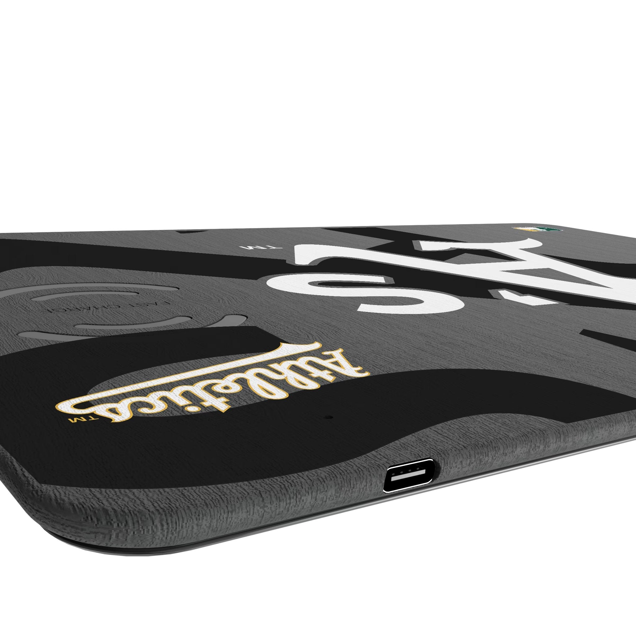 Oakland Athletics Monocolor Tilt 15-Watt Wireless Charger and Mouse Pad Port.Jpg