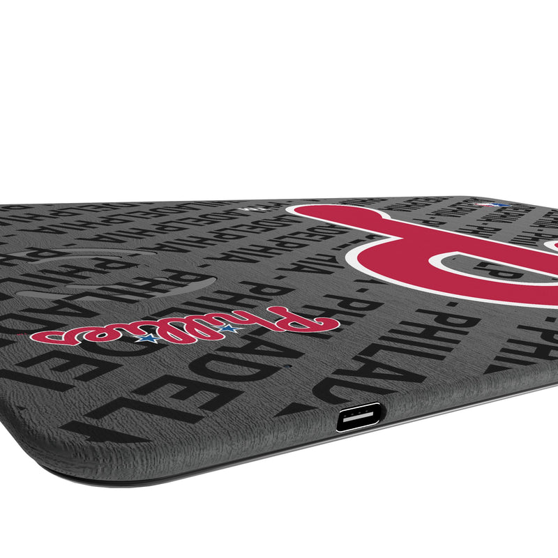 Philadelphia Phillies Monocolor Tilt 15-Watt Wireless Charger and Mouse Pad Port.Jpg