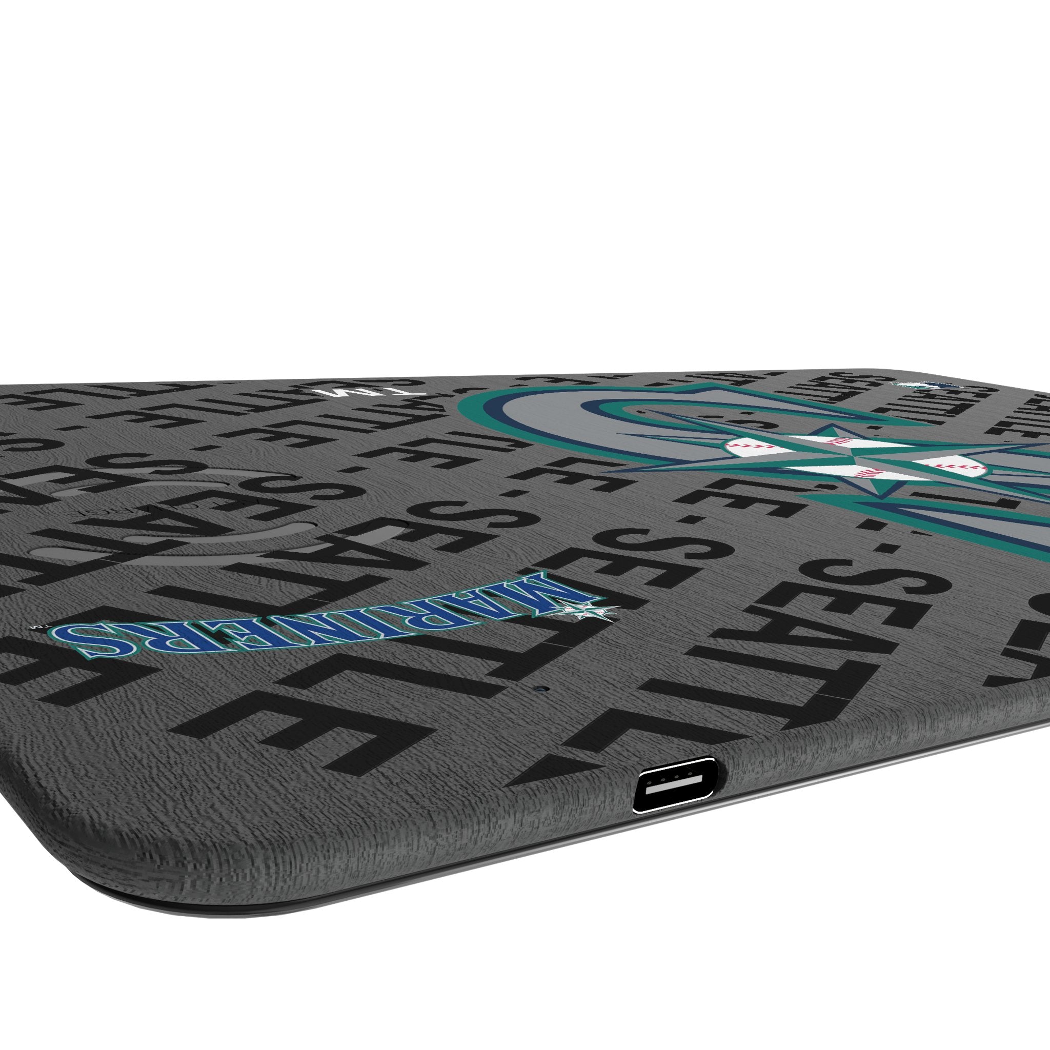 Seattle Mariners Monocolor Tilt 15-Watt Wireless Charger and Mouse Pad Port.Jpg