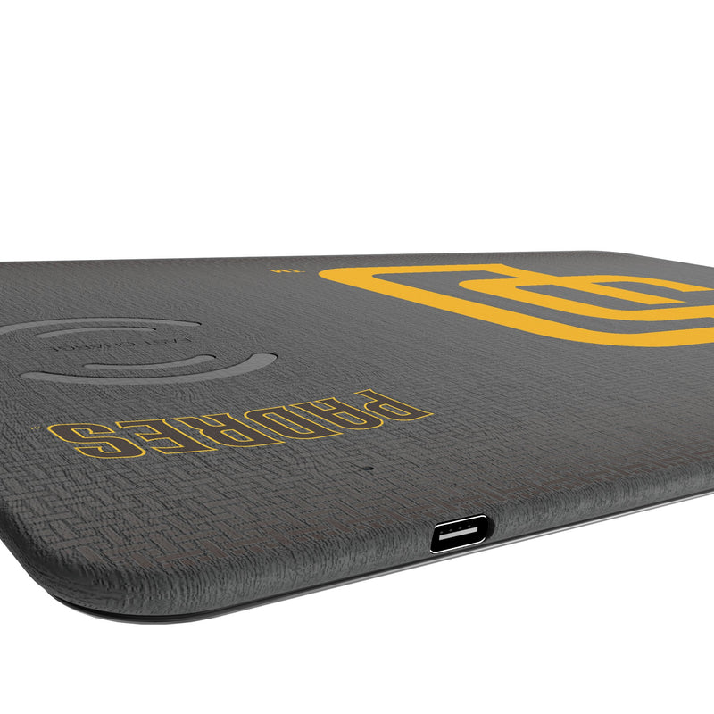 San Diego Padres Linen 15-Watt Wireless Charger and Mouse Pad Port.Jpg