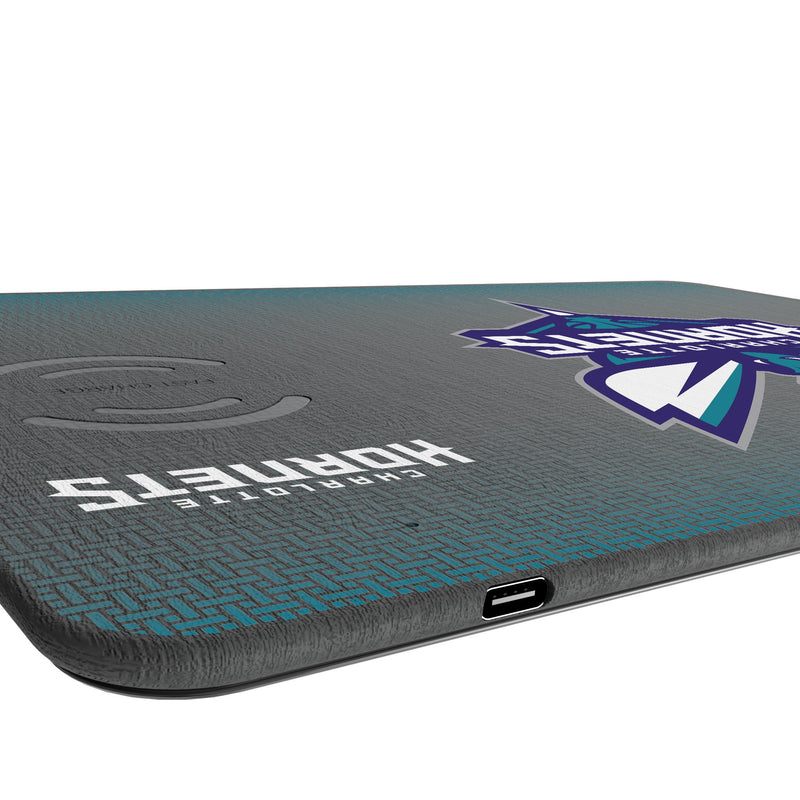 Charlotte Hornets Linen 15-Watt Wireless Charger and Mouse Pad Port.Jpg