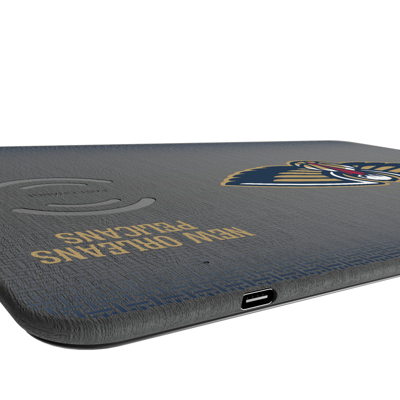 New Orleans Pelicans Linen 15-Watt Wireless Charger and Mouse Pad Port.Jpg