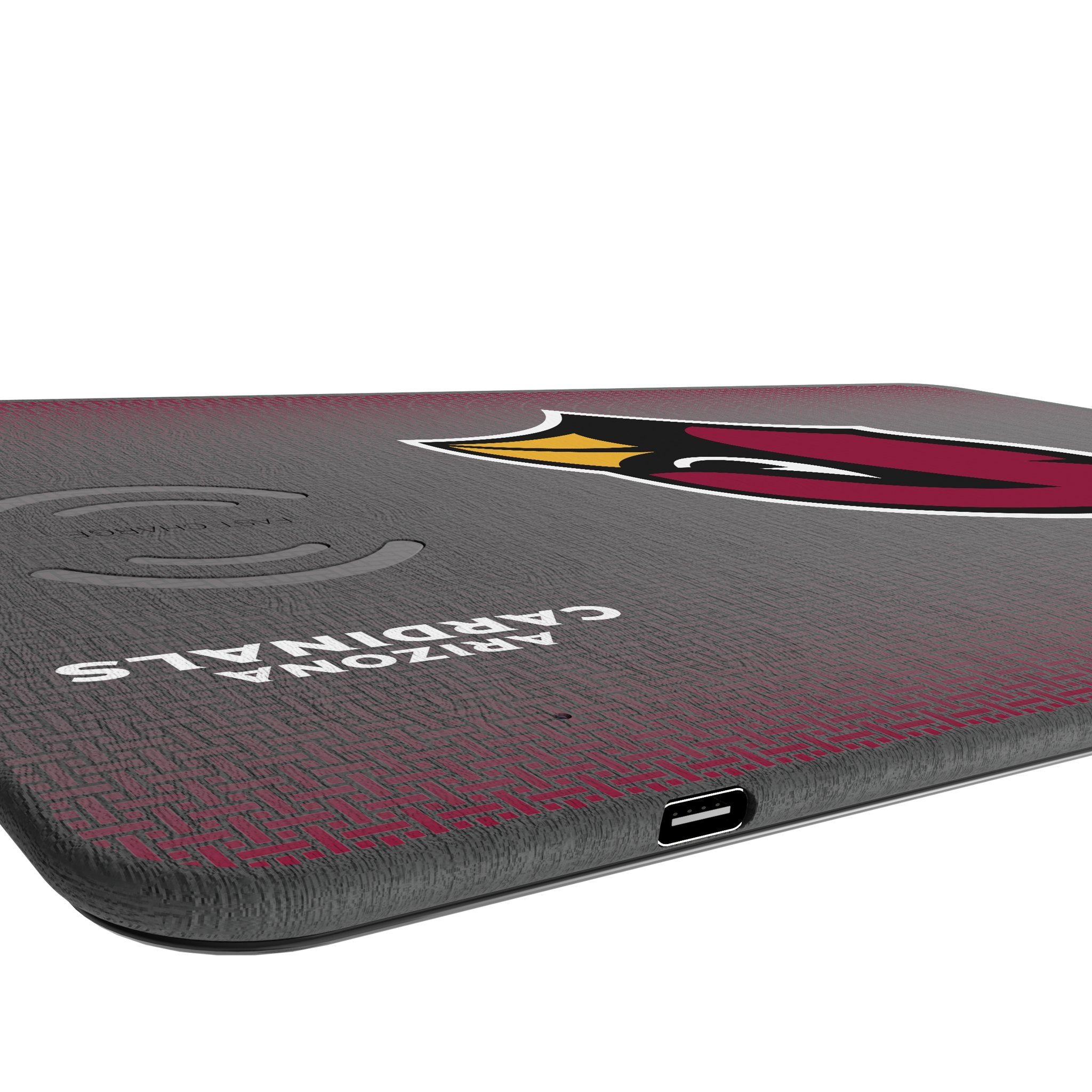 Arizona Cardinals Linen 15-Watt Wireless Charger and Mouse Pad Port.Jpg