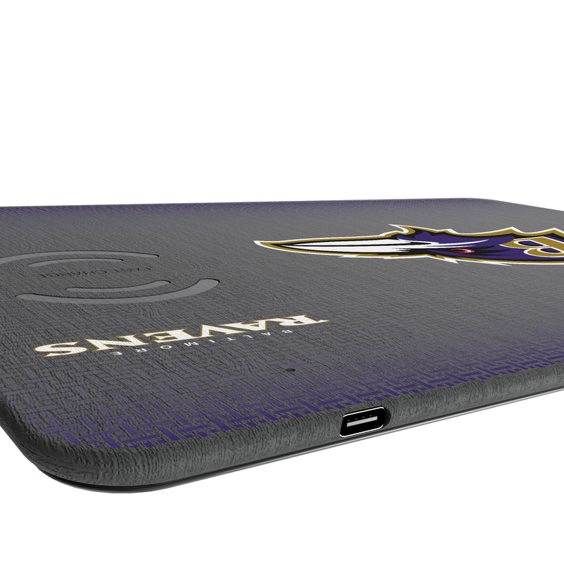 Baltimore Ravens Linen 15-Watt Wireless Charger and Mouse Pad Port.Jpg