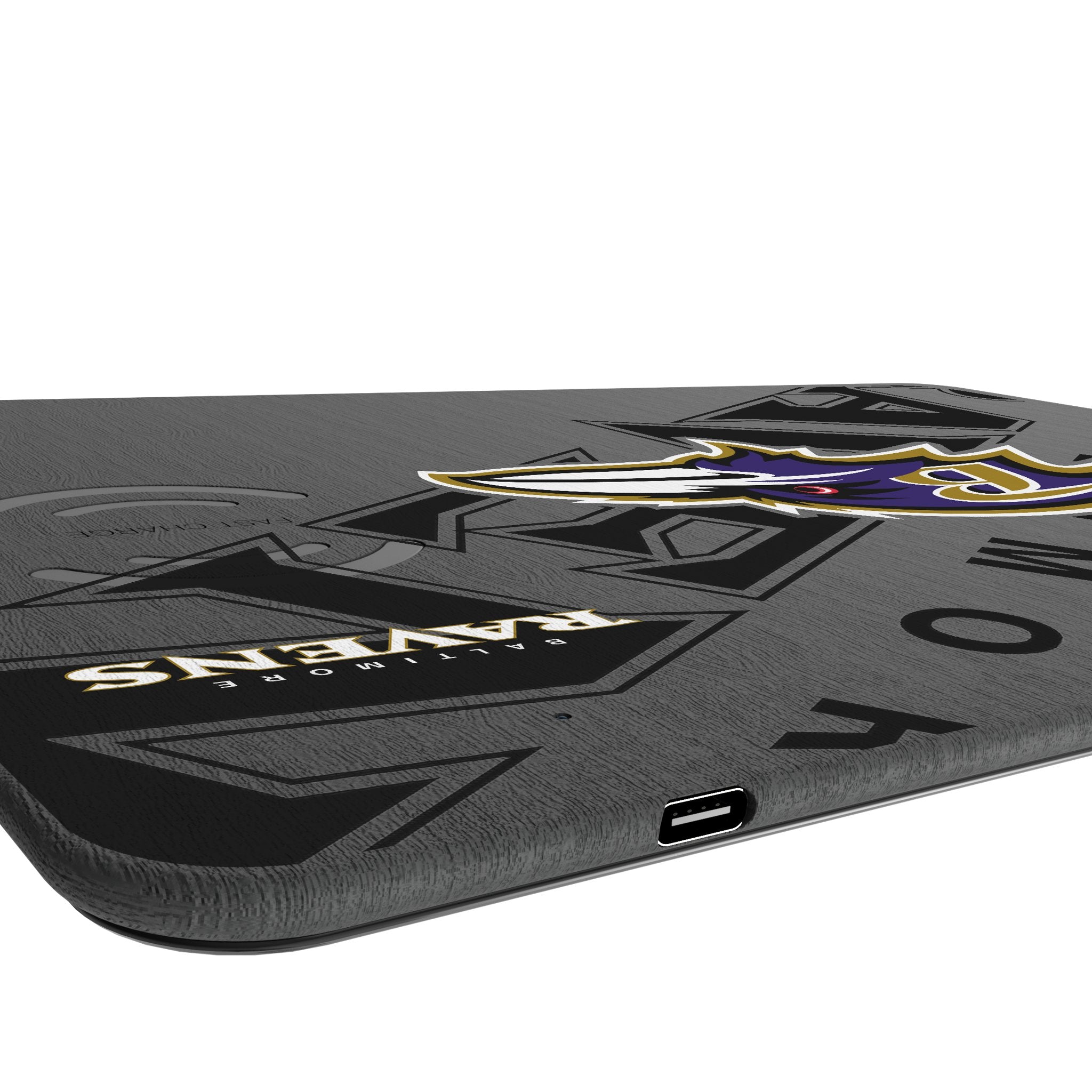 Baltimore Ravens Monocolor Tilt 15-Watt Wireless Charger and Mouse Pad Port.Jpg