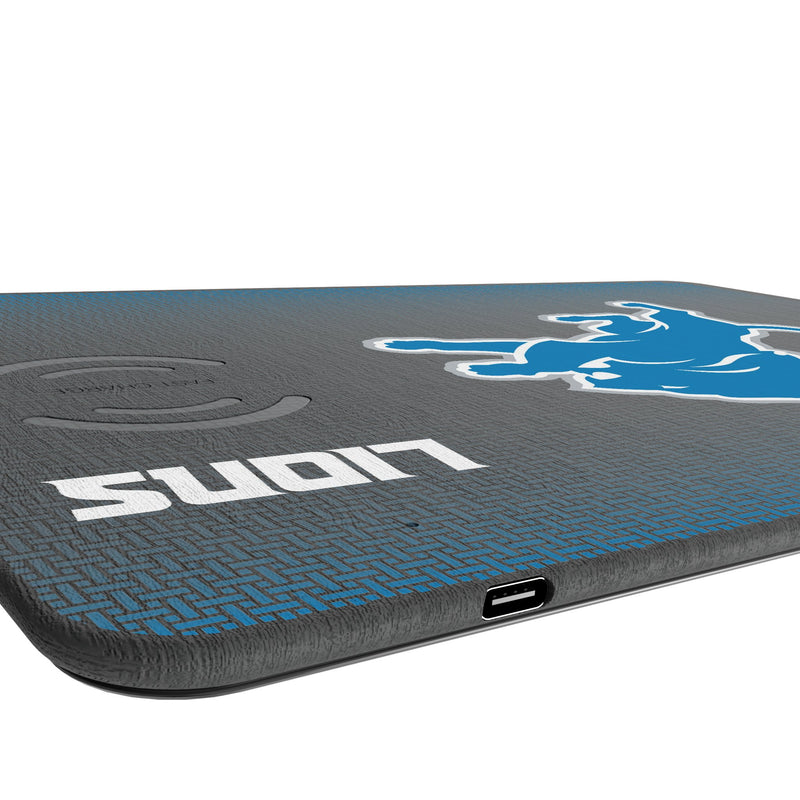 Detroit Lions Linen 15-Watt Wireless Charger and Mouse Pad Port.Jpg