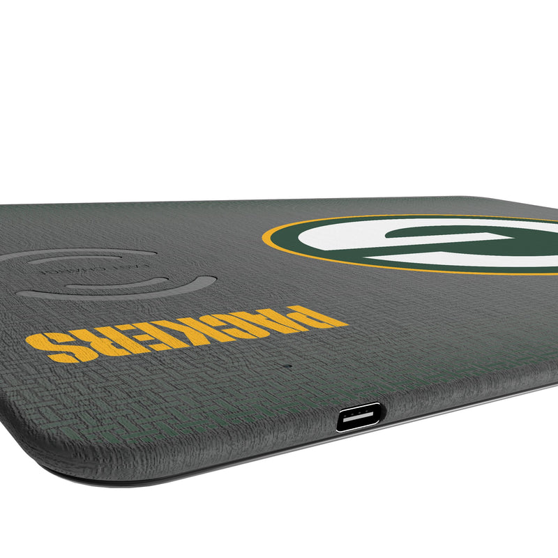 Green Bay Packers Linen 15-Watt Wireless Charger and Mouse Pad Port.Jpg