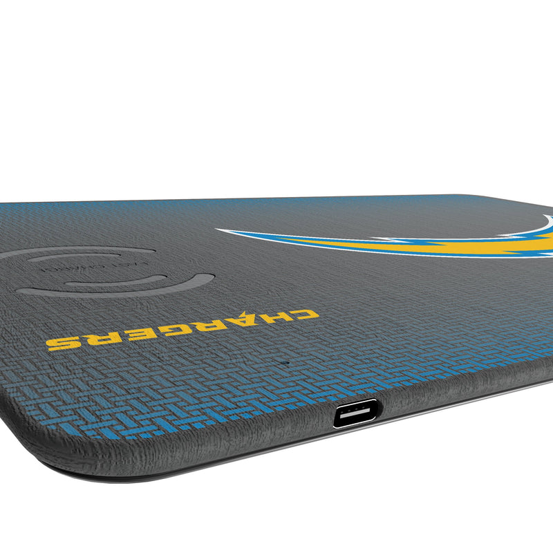 Los Angeles Chargers Linen 15-Watt Wireless Charger and Mouse Pad Port.Jpg