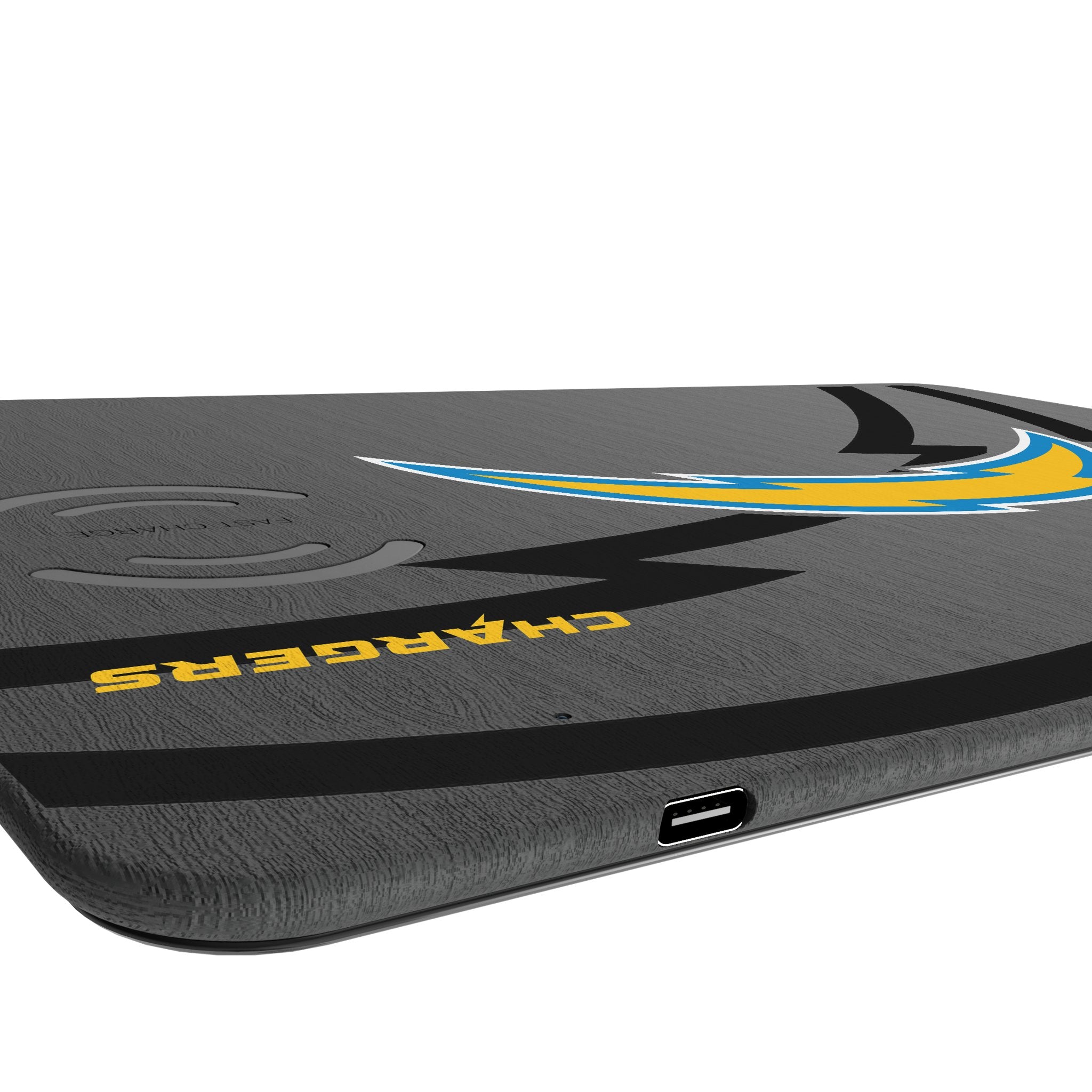 Los Angeles Chargers Monocolor Tilt 15-Watt Wireless Charger and Mouse Pad Port.Jpg