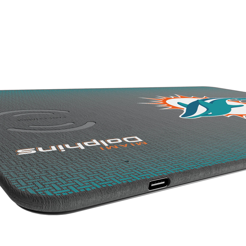 Miami Dolphins Linen 15-Watt Wireless Charger and Mouse Pad Port.Jpg