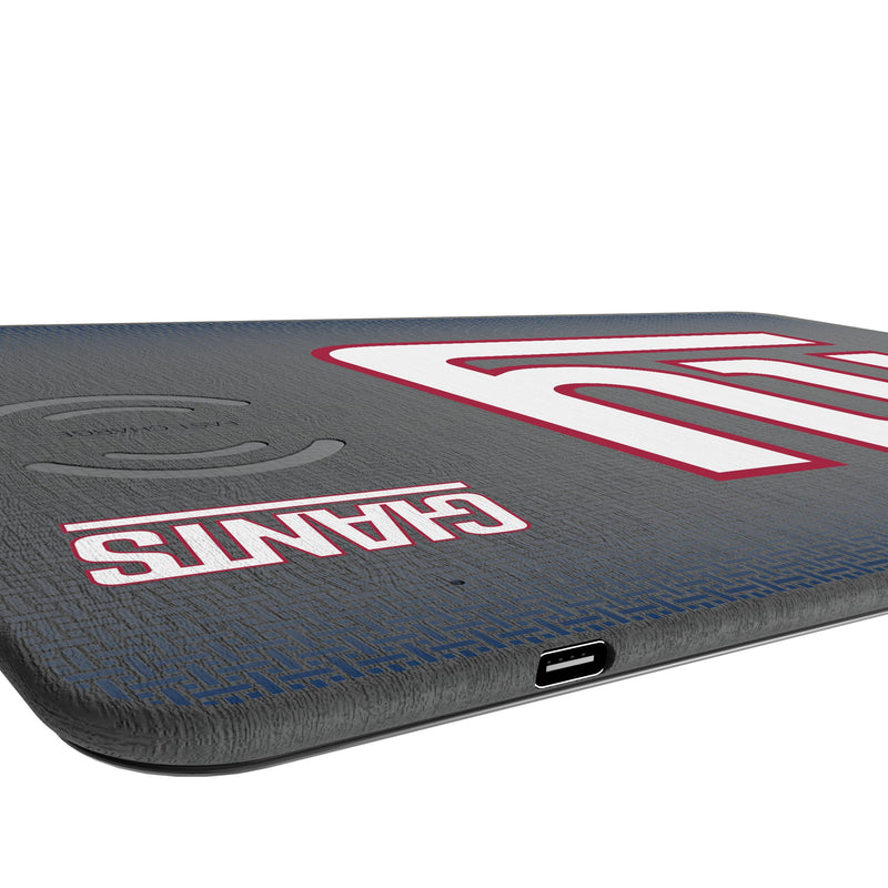 New York Giants Linen 15-Watt Wireless Charger and Mouse Pad Port.Jpg
