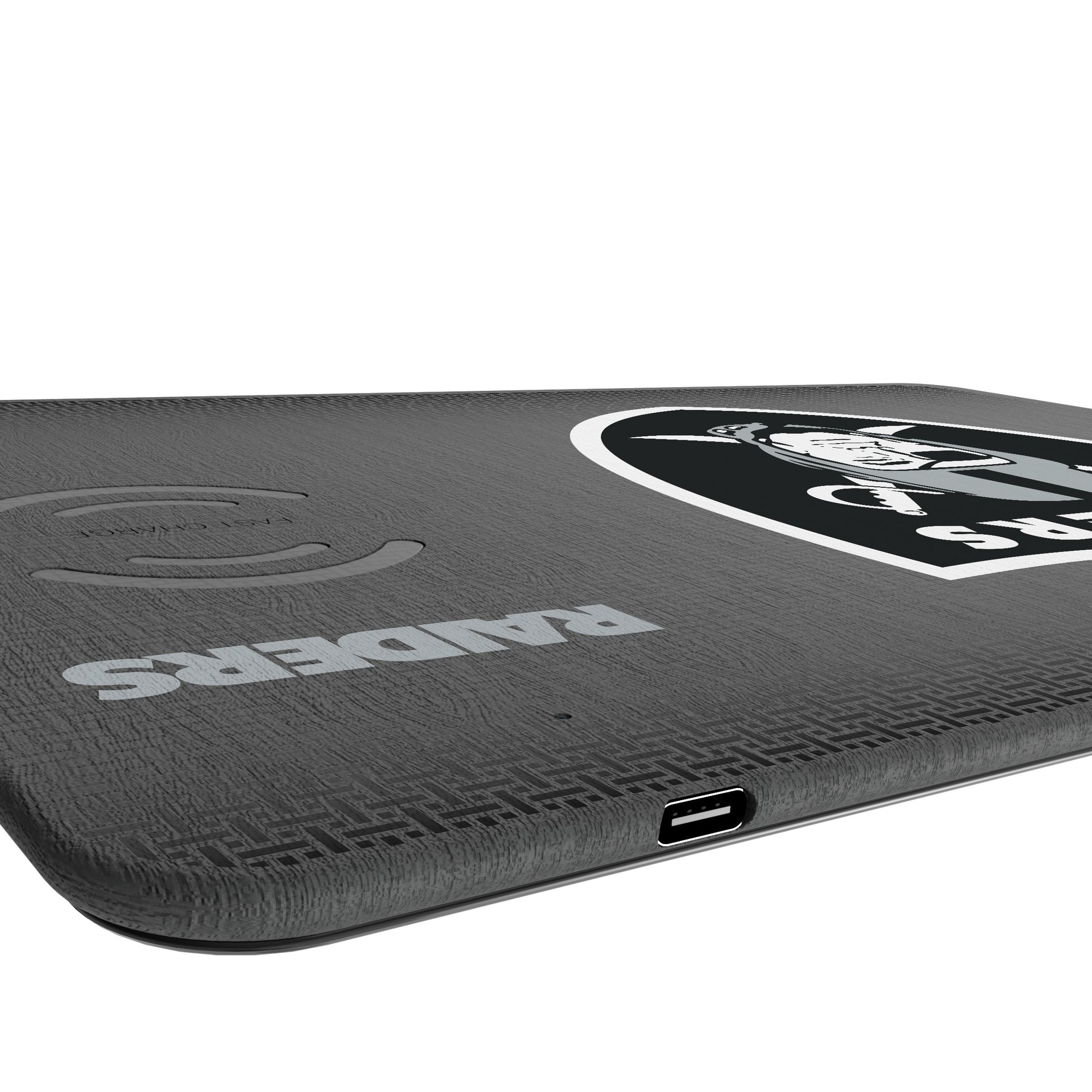 Las Vegas Raiders Linen 15-Watt Wireless Charger and Mouse Pad Port.Jpg