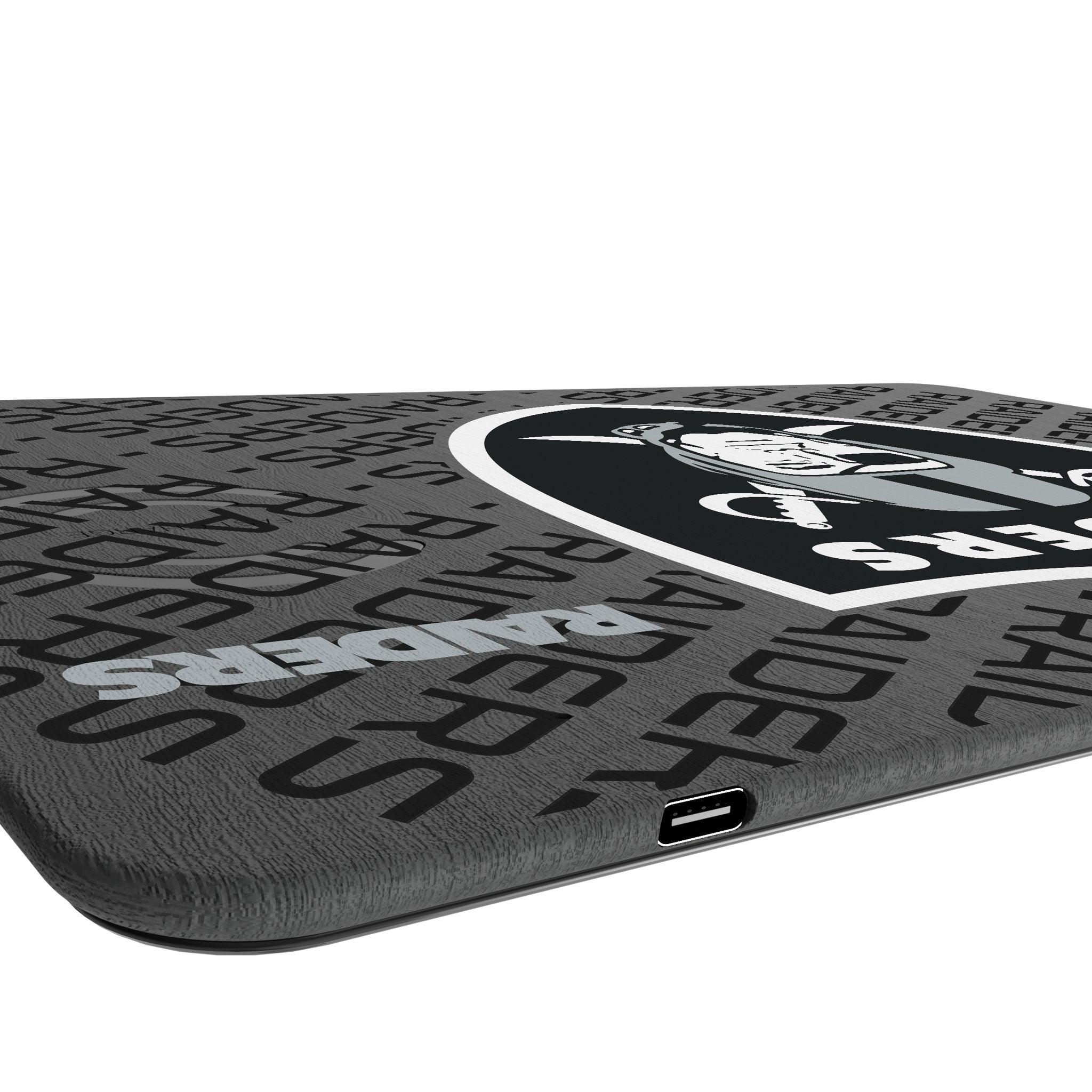 Las Vegas Raiders Monocolor Tilt 15-Watt Wireless Charger and Mouse Pad Port.Jpg