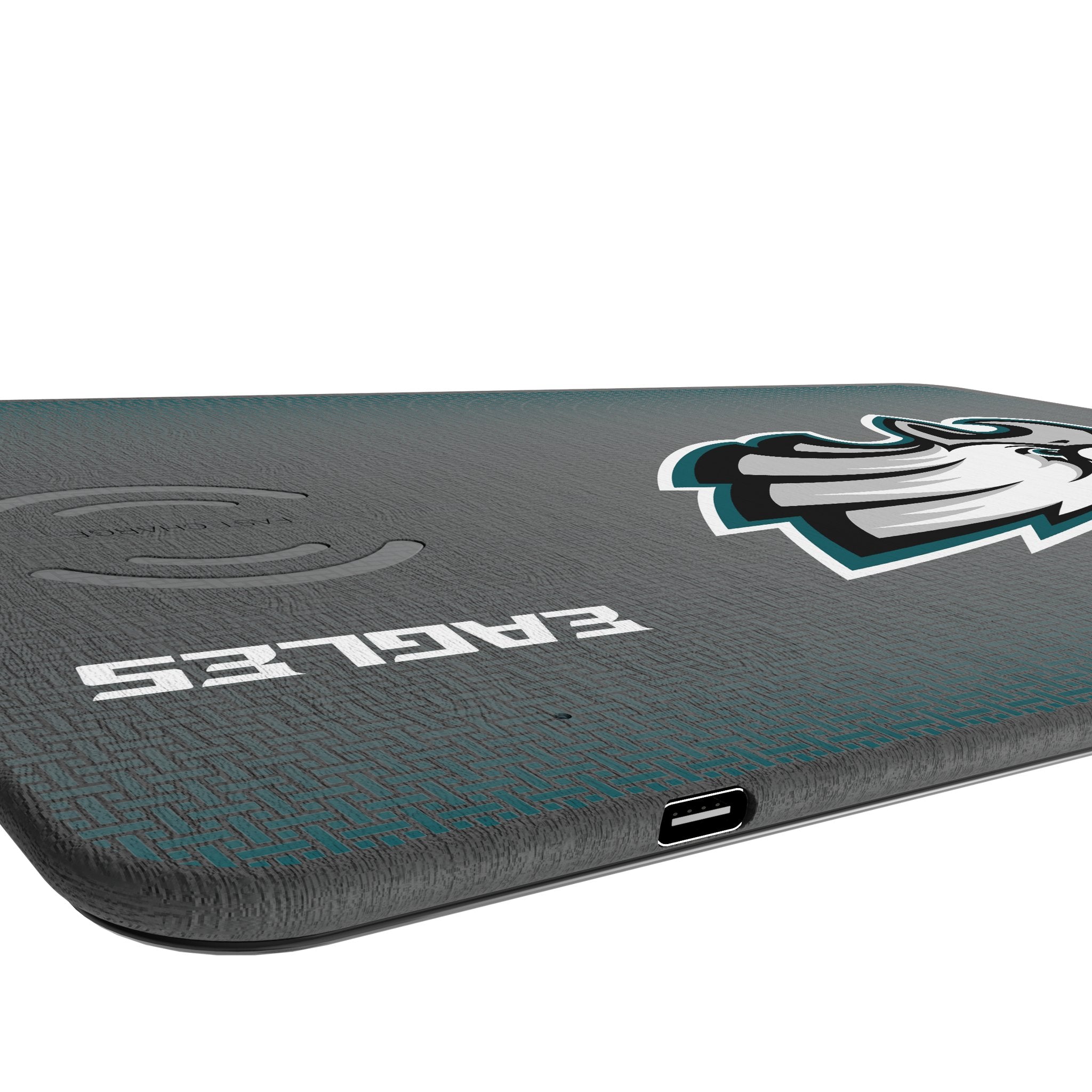 Philadelphia Eagles Linen 15-Watt Wireless Charger and Mouse Pad Port.Jpg
