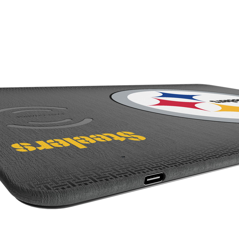 Pittsburgh Steelers Linen 15-Watt Wireless Charger and Mouse Pad Port.Jpg