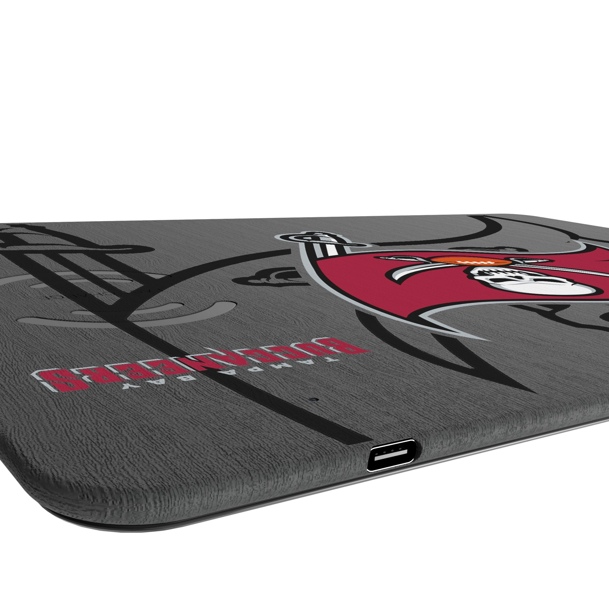 Tampa Bay Buccaneers Monocolor Tilt 15-Watt Wireless Charger and Mouse Pad Port.Jpg