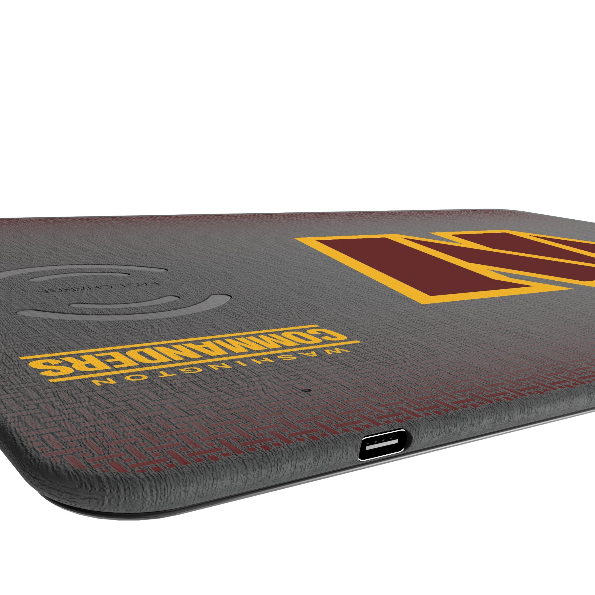 Washington Commanders Linen 15-Watt Wireless Charger and Mouse Pad Port.Jpg