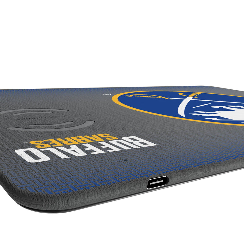 Buffalo Sabres Linen 15-Watt Wireless Charger and Mouse Pad Port.Jpg