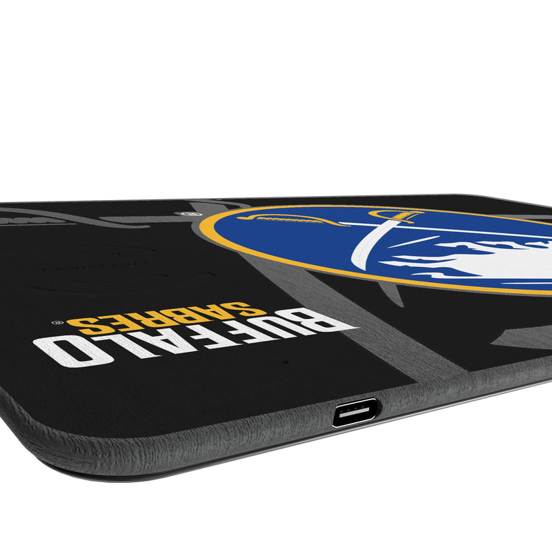 Buffalo Sabres Monocolor Tilt 15-Watt Wireless Charger and Mouse Pad Port.Jpg