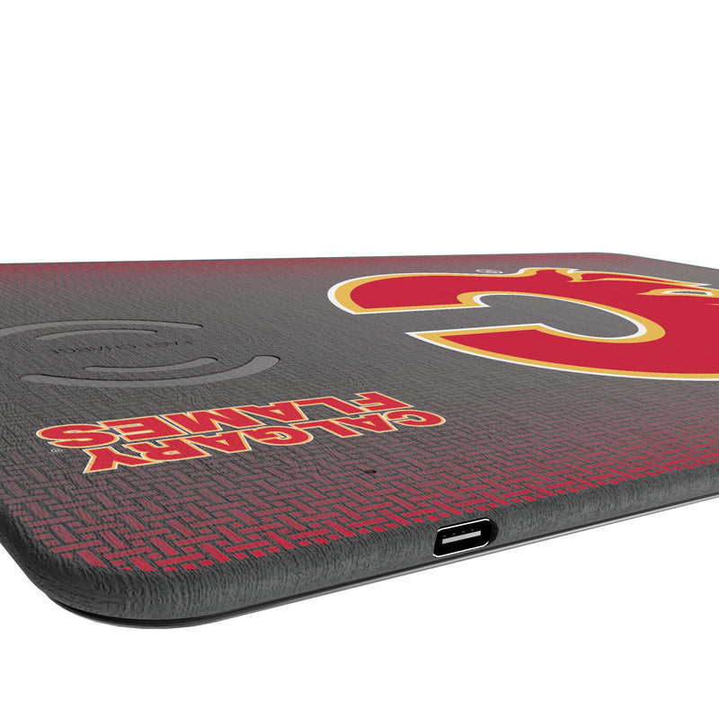 Calgary Flames Linen 15-Watt Wireless Charger and Mouse Pad Port.Jpg