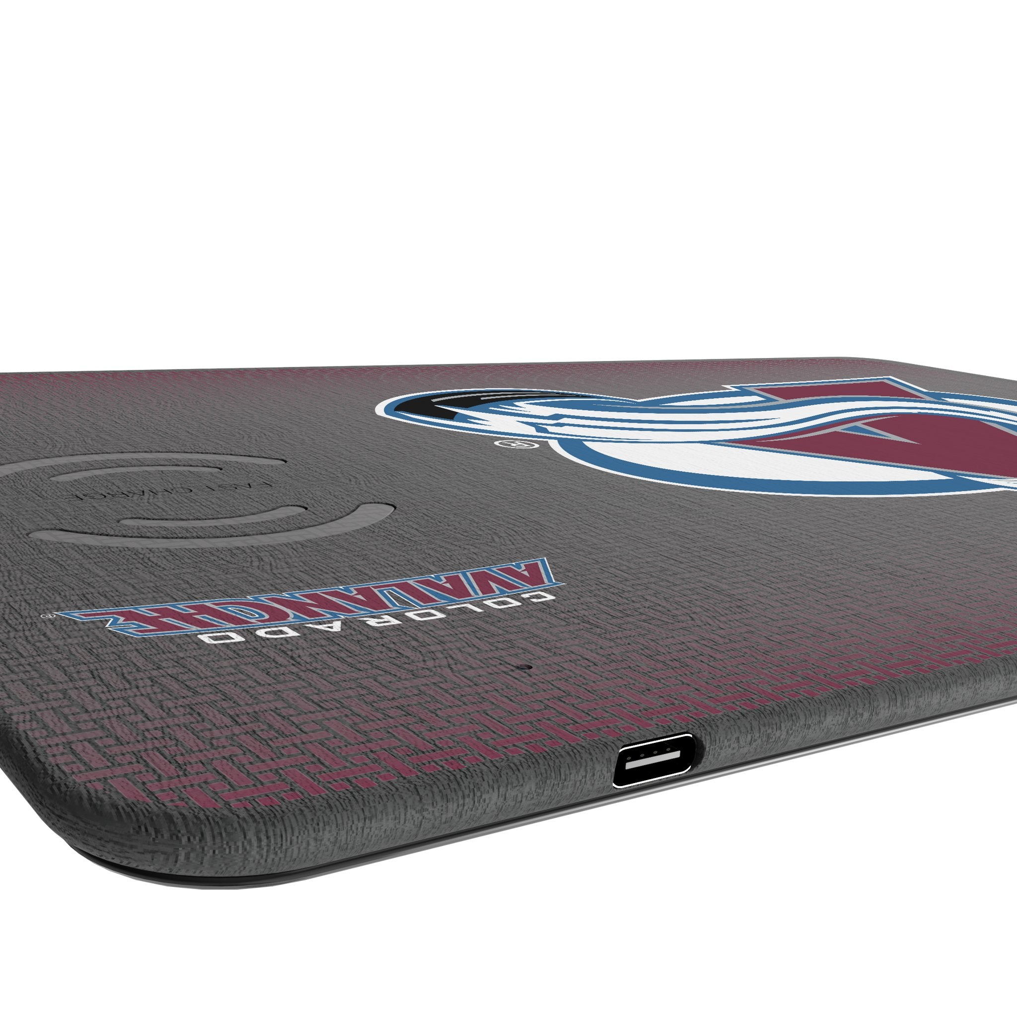 Colorado Avalanche Linen 15-Watt Wireless Charger and Mouse Pad Port.Jpg