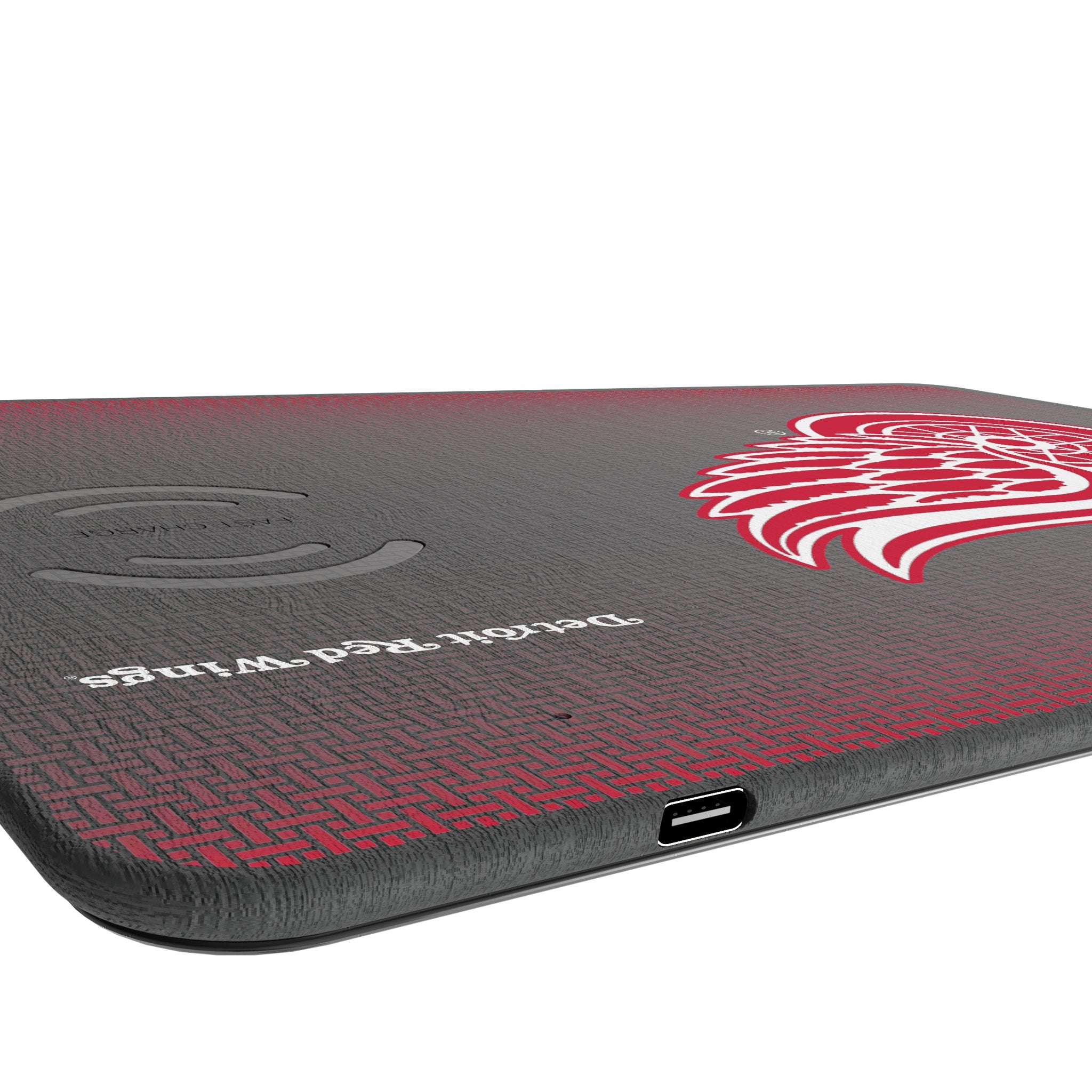 Detroit Red Wings Linen 15-Watt Wireless Charger and Mouse Pad Port.Jpg