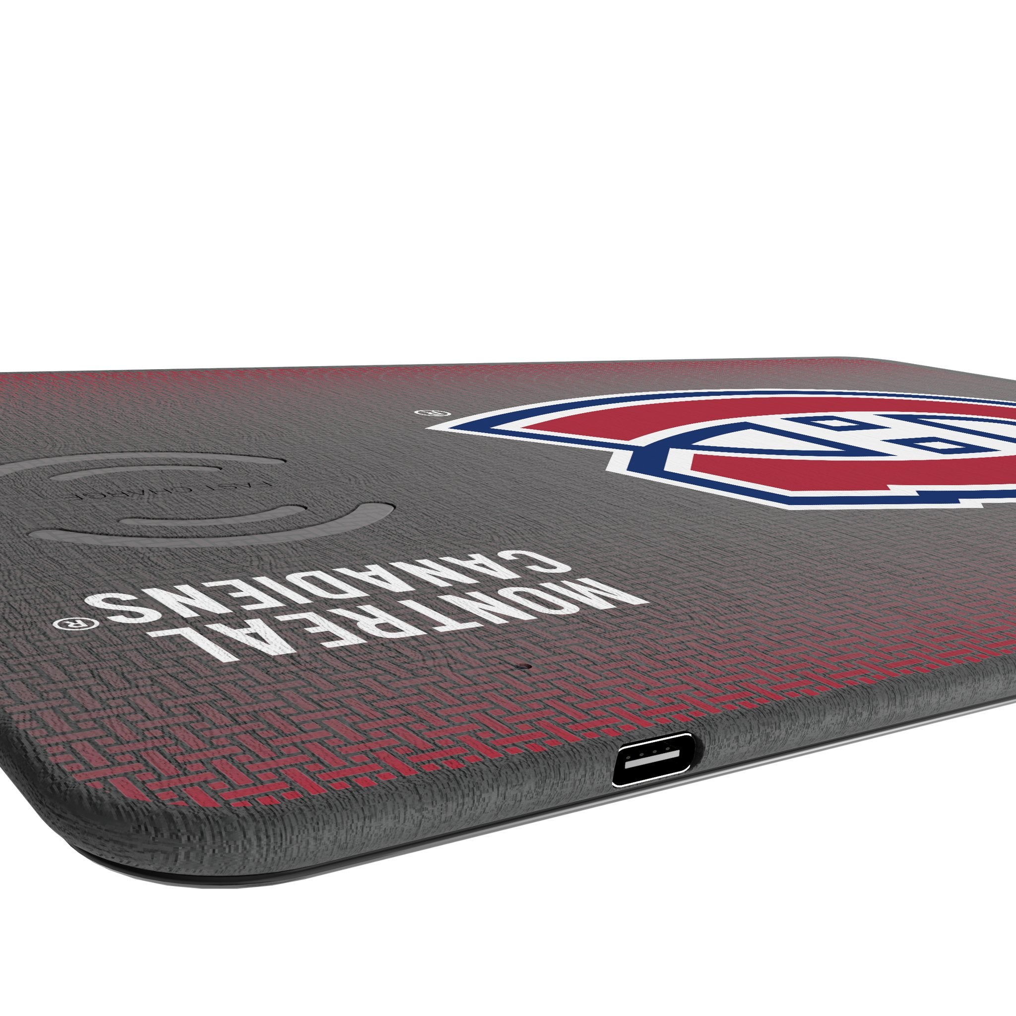 Montreal Canadiens Linen 15-Watt Wireless Charger and Mouse Pad Port.Jpg